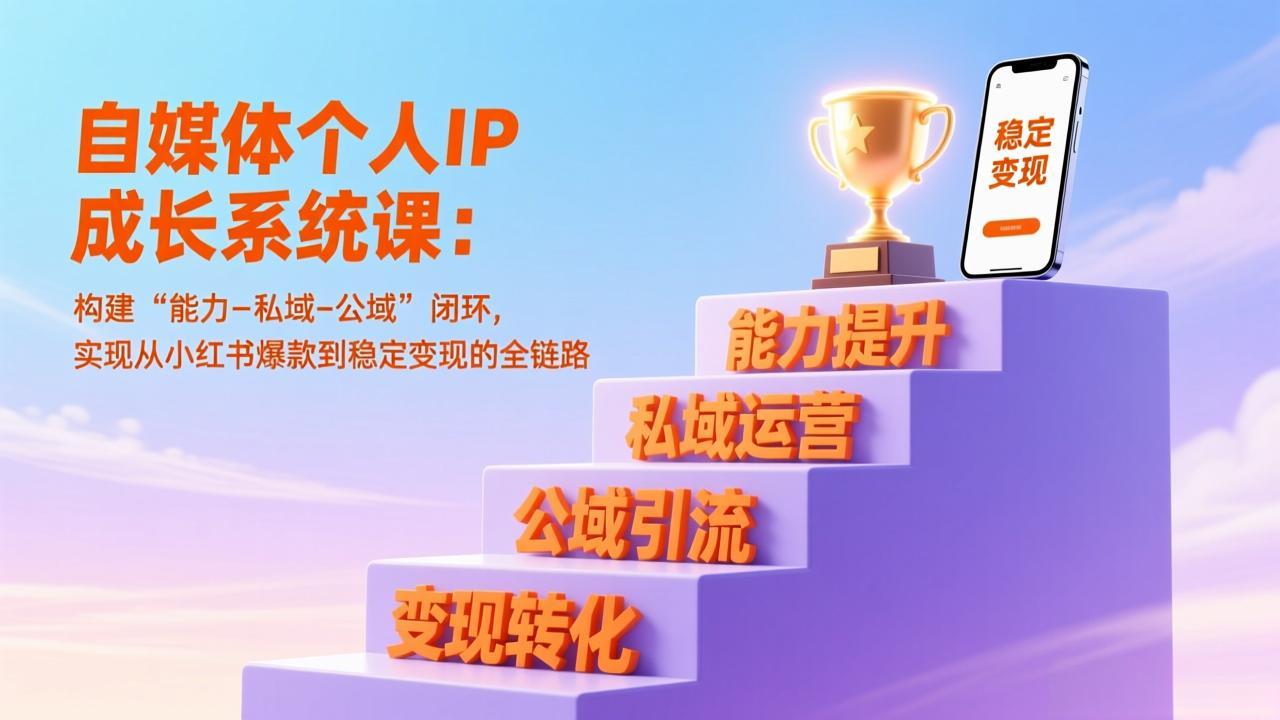 自媒体个人IP成长系统课：构建“能力-私域-公域”闭环，实现从小红书爆款到稳定变现的全链路-KJ分享