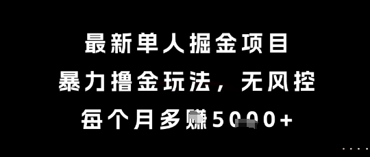最新单人掘金项目，暴力撸金玩法，无风控，每个月多挣5k+-KJ分享