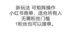 可矩阵操作,小红书商单新玩法,适合所有人,无需粉丝门槛,1粉丝也可以接单-KJ分享