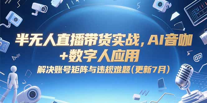 半无人直播带货实战，AI音咖+数字人应用 解决账号矩阵与违规难题(更新7月)-KJ分享
