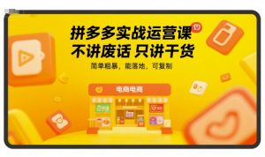 拼多多实战运营课,不讲废话只讲干货,简单粗暴,能落地,可复制-KJ分享