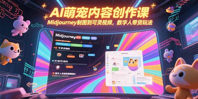 AI萌宠内容创作课，Midjourney制图到可灵视频，数字人带货玩法-KJ分享