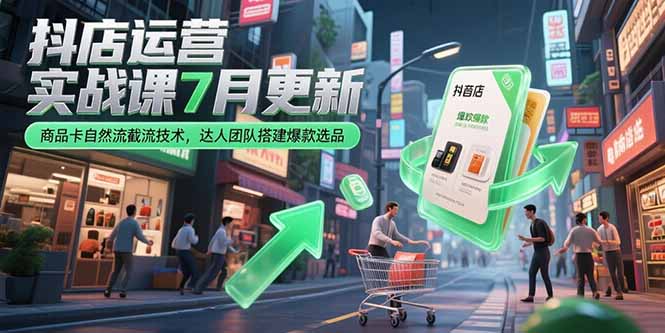 抖店运营实战课7月更新，商品卡自然流截流技术，达人团队搭建爆款选品-KJ分享