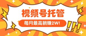 【视频号托管 】我提供视频，你每天５分钟复制发布，最高月入1W-KJ分享