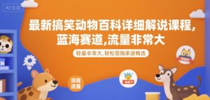 最新搞笑动物百科详细解说课程，蓝海赛道，流量非常大，轻松签独家进精选-KJ分享