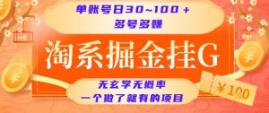 淘系掘金挂G项目，单账号日收益30~100+，多号多得，一个做了就有的项目-KJ分享