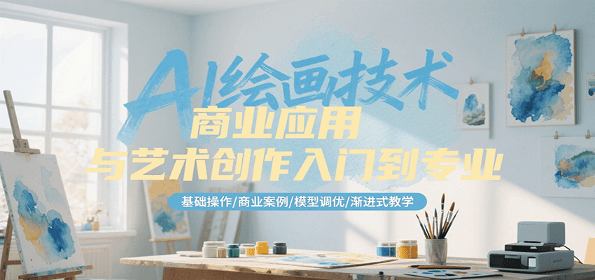 AI绘画技术商业应用与艺术创作入门到专业，基础操作/商业案例/模型调优/渐进式教学-KJ分享