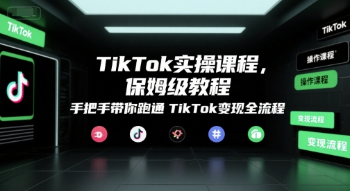TikTok实操课程，保姆级教程，手把手带你跑通TikTok变现全流程-KJ分享