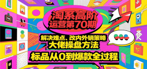 淘系高阶运营第70期，解决难点、改内外销策略，大佬操盘方法，标品从0到爆款全过程-KJ分享