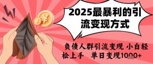 2025年最暴利的引流变现方式,负债人群引流变现,小白轻松上手,日入1k-KJ分享