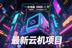 最新云机项目 一台电脑5000到10000 无脑操作小白也能轻松上手-KJ分享
