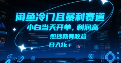 闲鱼冷门且暴利赛道，小白当天开单，利润高，照抄就有收益，日入1k+-KJ分享