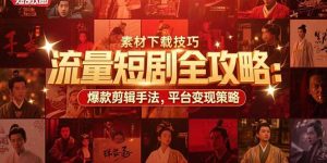 流量短剧全攻略：素材下载技巧，爆款剪辑手法，平台变现策略-KJ分享