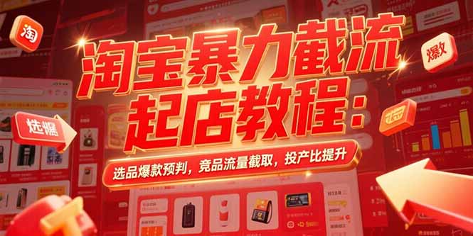 淘宝暴力截流起店教程：选品爆款预判，竞品流量截取，投产比提升-KJ分享