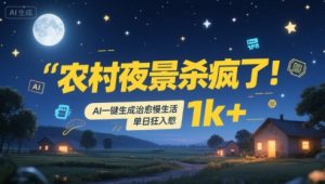 农村夜景杀疯了！AI一键生成治愈系慢生活，单日狂入1k+-KJ分享