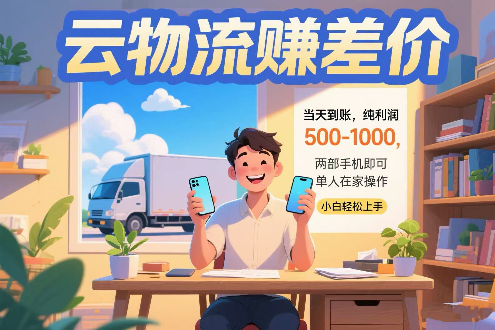 云物流赚差价 当天到账纯利润500-1000 两部手机即可 可单人在家操作 小…-KJ分享