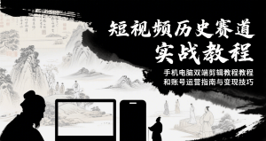 短视频历史赛道实战教程,手机电脑双端剪辑教程和账号运营指南与变现技巧-KJ分享