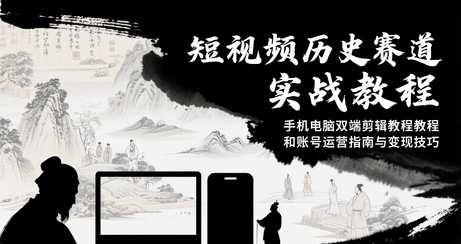 短视频历史赛道实战教程，手机电脑双端剪辑教程和账号运营指南与变现技巧-KJ分享