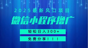 微信小程序撸广，最新风口项目，日入300+ 免费分享 可批量操作 小白可轻松上手！！-KJ分享