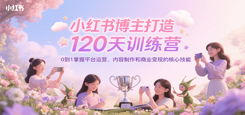 小红书博主打造120天训练营，0到1掌握平台运营、内容制作和商业变现-KJ分享
