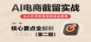 AI电商截留实战，小红书、淘宝等电商平台选品思路及核心要点（第二期）-KJ分享