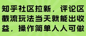 知乎社区拉新，评论区截流玩法当天就能出收益，操作简单人人可做-KJ分享