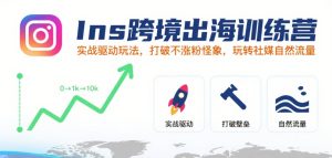 Ins跨境出海训练营，实战驱动玩法，打破不涨粉怪象，玩转社媒自然流量-KJ分享