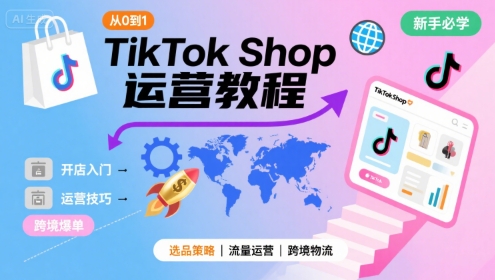 TikTok Shop从0到1运营教程,TikTok跨境电商新手必学课程-KJ分享