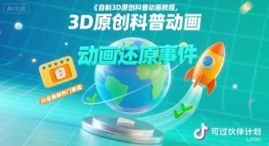 自制3D原创科普动画教程,动画还原事件,抖音最新热门赛道,可过伙伴计划-KJ分享