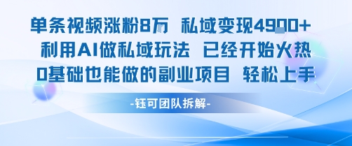 单条视频私域变现4.9k+利用AI做私域玩法 已经开始火热0基础也能做的副业项目轻松上手-KJ分享