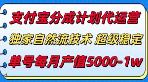 支付宝分成计划代运营,独家自然流技术,收益稳定,单号月产5000+-KJ分享