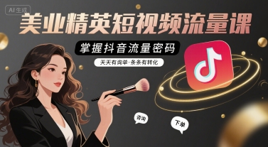 美业精英短视频流量课，掌握抖音流量密码，天天有询单，条条有转化-KJ分享