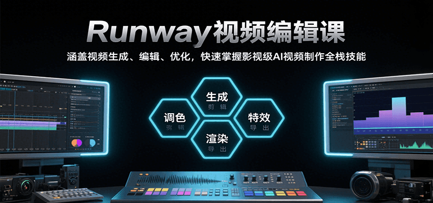 Runway视频编辑课，涵盖视频生成、编辑、优化，快速掌握影视级AI视频制作全栈技能-KJ分享