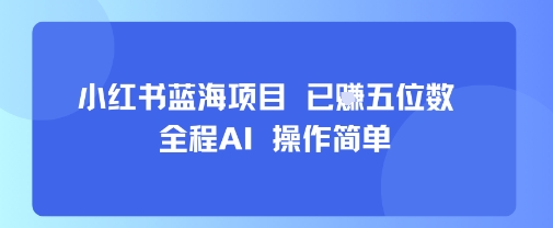 小红书蓝海项目，全程AI，操作简单，已挣五位数-KJ分享