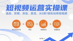 短视频运营实操课，选品、剪辑、测品、投流，从0到1轻松玩转短视频-KJ分享