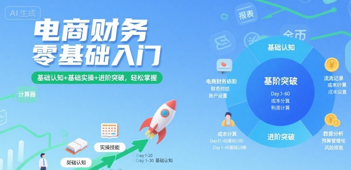 电商财务零基础入门,基础认知+基础实操+进阶突破,轻松掌握-KJ分享
