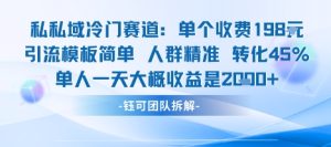 私域冷门赛道单个收费198米引流模板简单人群精准 45%的转化率单人一天大概收益多张-KJ分享