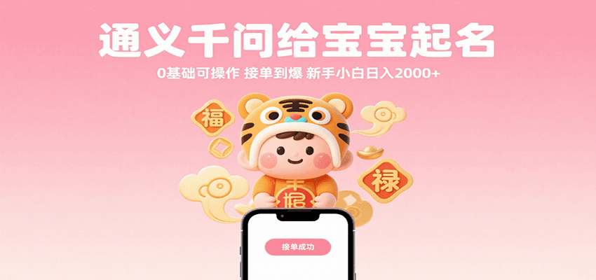 通义千问给宝宝起名 0基础可操作 接单到爆 新手小白日入2000+-KJ分享