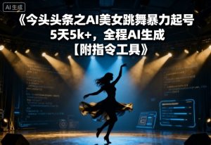 今日头条之AI美女跳舞暴力起号,5天1k+,全程AI生成【附指令工具】-KJ分享
