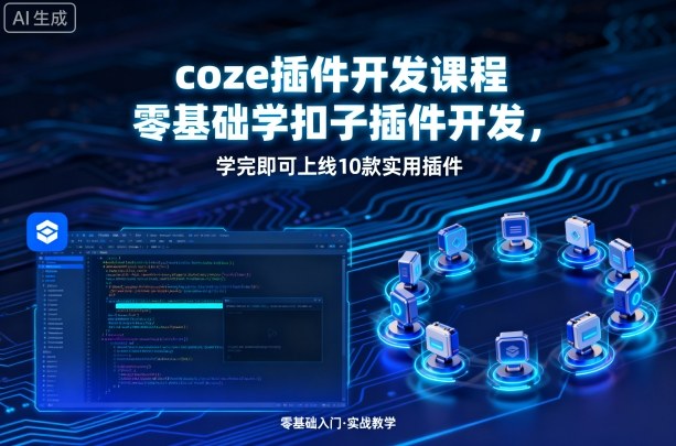 coze插件开发课程，零基础学扣子插件开发，学完即可上线10款实用插件-KJ分享
