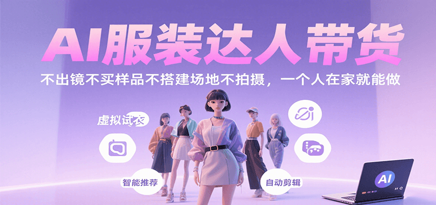 AI服装达人带货，不出镜不买样品不搭建场地不拍摄，一个人在家就能做-KJ分享