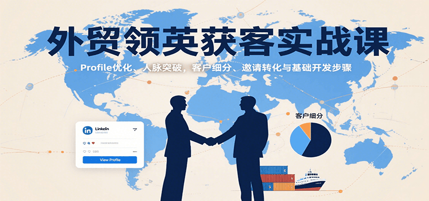 外贸领英获客实战课：Profile优化、人脉突破，客户细分、邀请转化与基础开发步骤-KJ分享