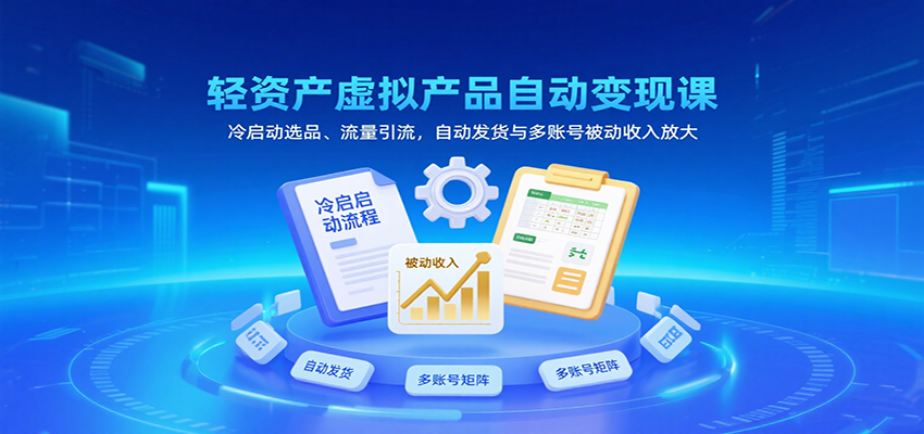 轻资产虚拟产品自动变现课，冷启动选品、流量引流，自动发货与多账号被动收入放大-KJ分享