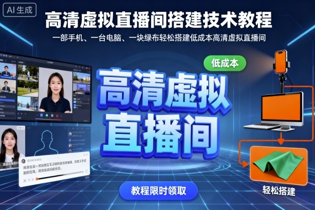 高清虚拟直播间搭建技术教程，一部手机、一台电脑、一块绿布轻松搭建低成本高清虚拟直播间-KJ分享