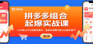 拼多多组合起爆实战课:15大核心打法含截流提价、直通车速爆与防比价盈利技巧-KJ分享