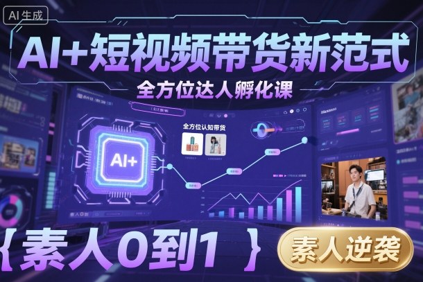 AI+短视频带货新范式全方位达人孵化课，素人也可以从0到1，全方位认知短视频带货-KJ分享