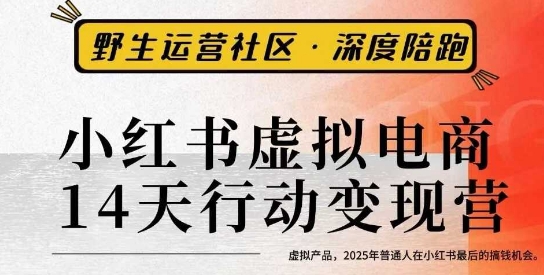 小红书虚拟电商14天变现训练营3.0，​虚拟产品，2025年普通人在小红书最后的搞钱机会-KJ分享