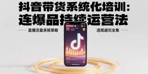 抖音带货系统化培训：连爆品持续运营法，直播流量承接策略，违规避坑全集-KJ分享