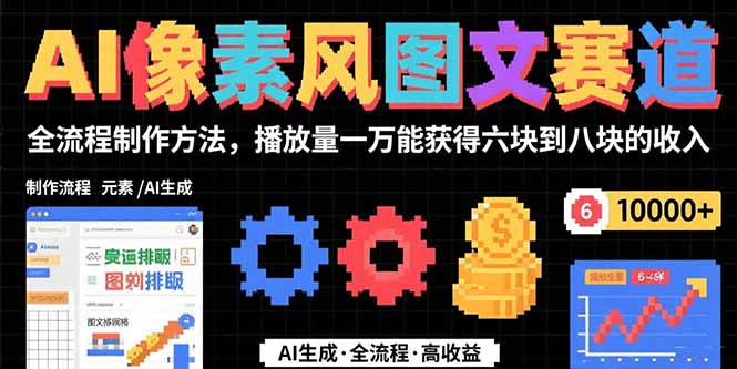 AI像素风图文赛道：全流程制作方法，播放量一万能获得6块到8块的收入-KJ分享