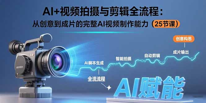 AI+视频拍摄与剪辑全流程：从创意到成片的完整AI视频制作能力（25节课）-KJ分享